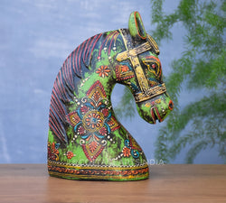 Wooden Horse Head Green