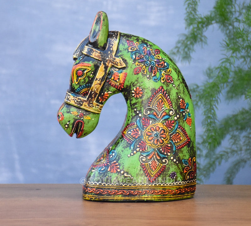 Wooden Horse Head Green