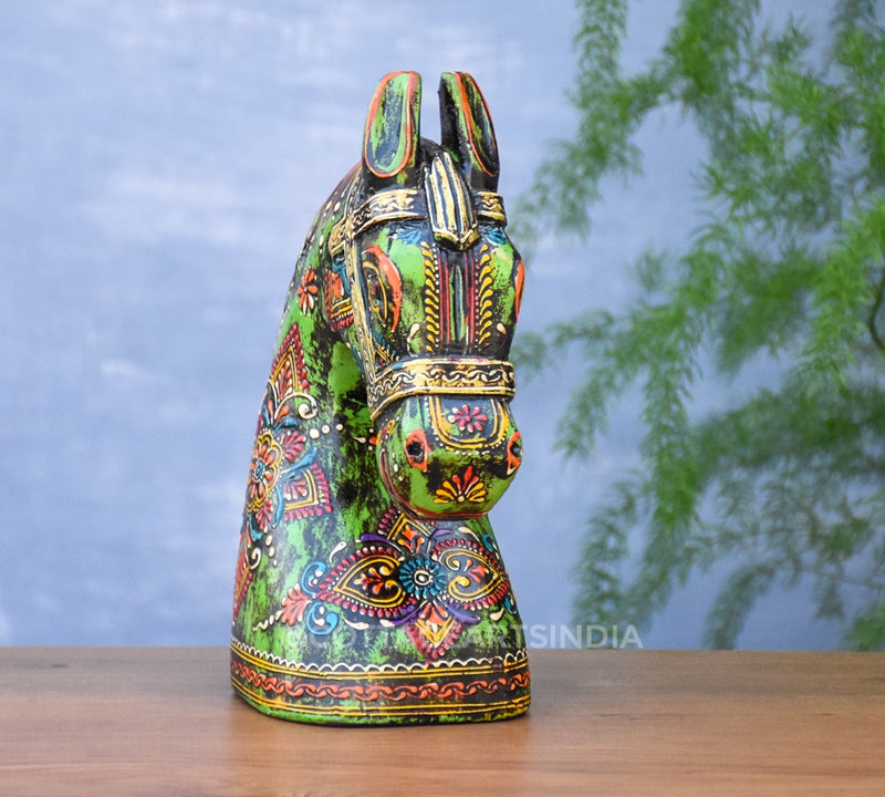 Wooden Horse Head Green