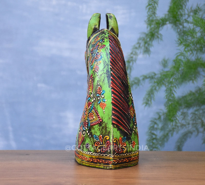 Wooden Horse Head Green