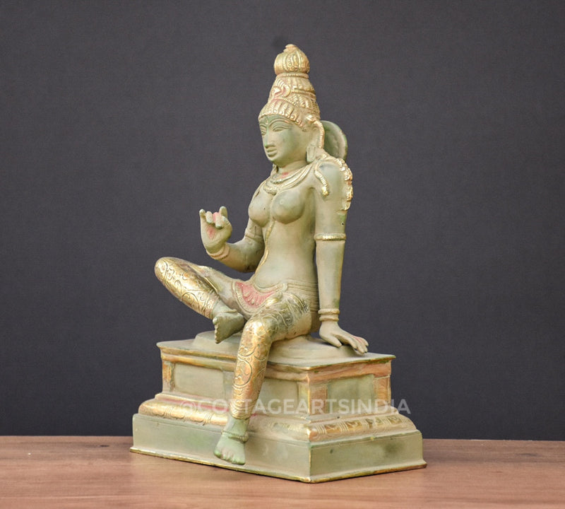 Divine Brass Sculpture of Parvati Indian Goddess of Fertility