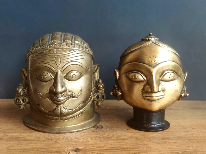 Brass Gauri Head Big and Shiva Mukhlingam