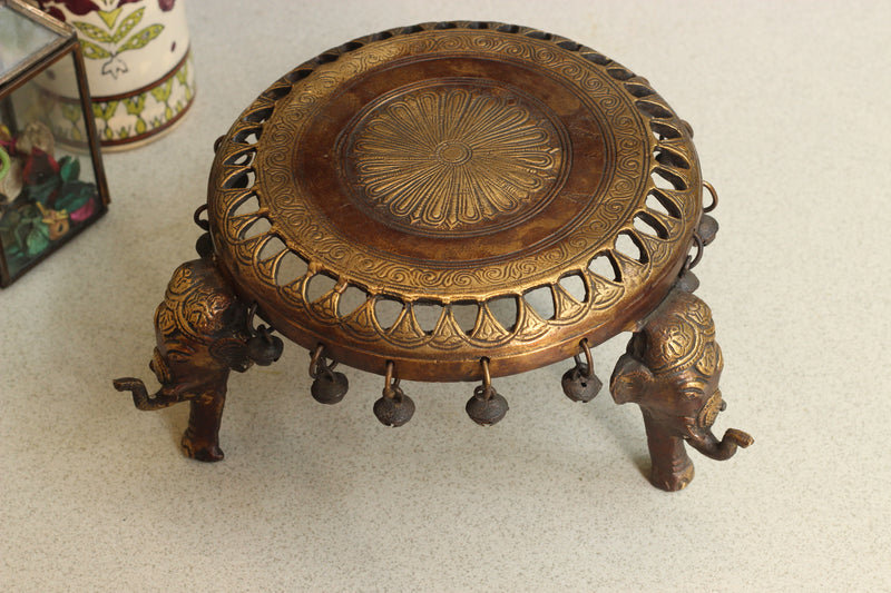 Elephant Pillar Brass Chowki Jaali Design 5''