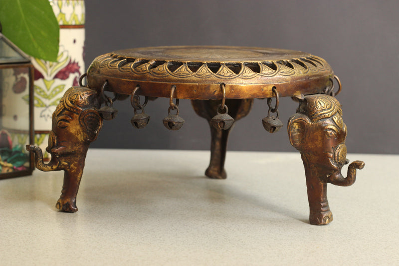 Elephant Pillar Brass Chowki Jaali Design 5''