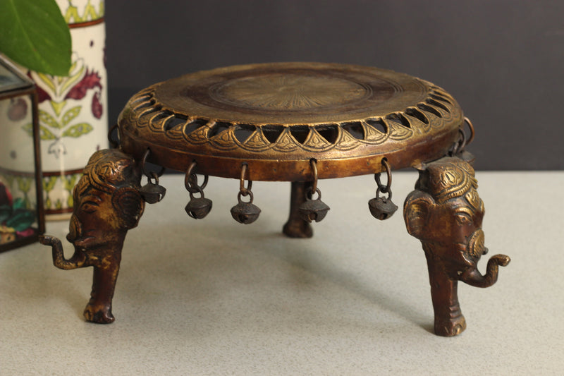 Elephant Pillar Brass Chowki Jaali Design 5''