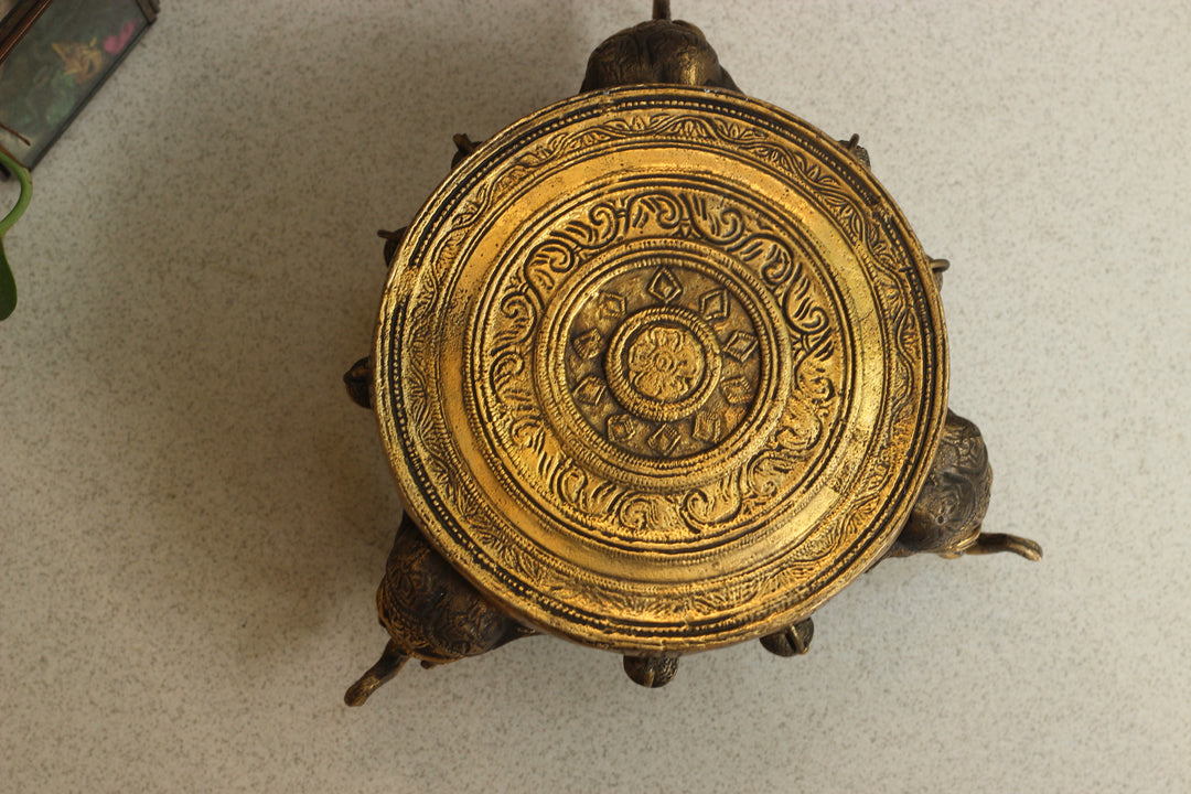 Brass Elephant Pillar Chowki 6”