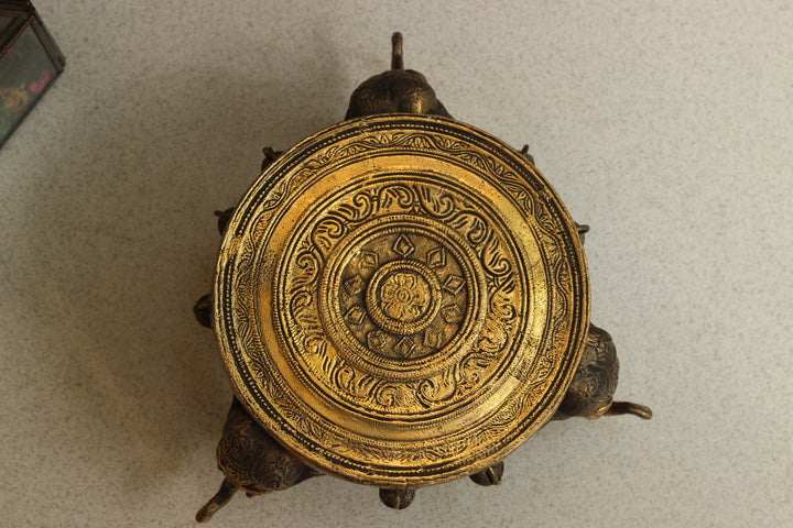 Brass Elephant Pillar Chowki 6”