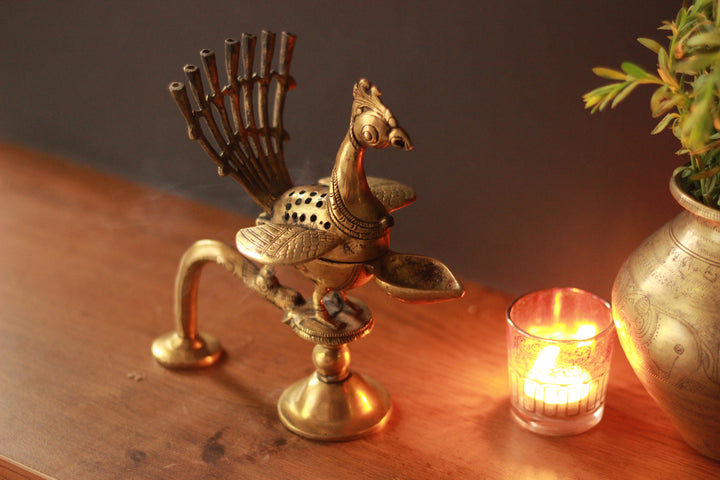 Brass Peacock Dhoop Dani
