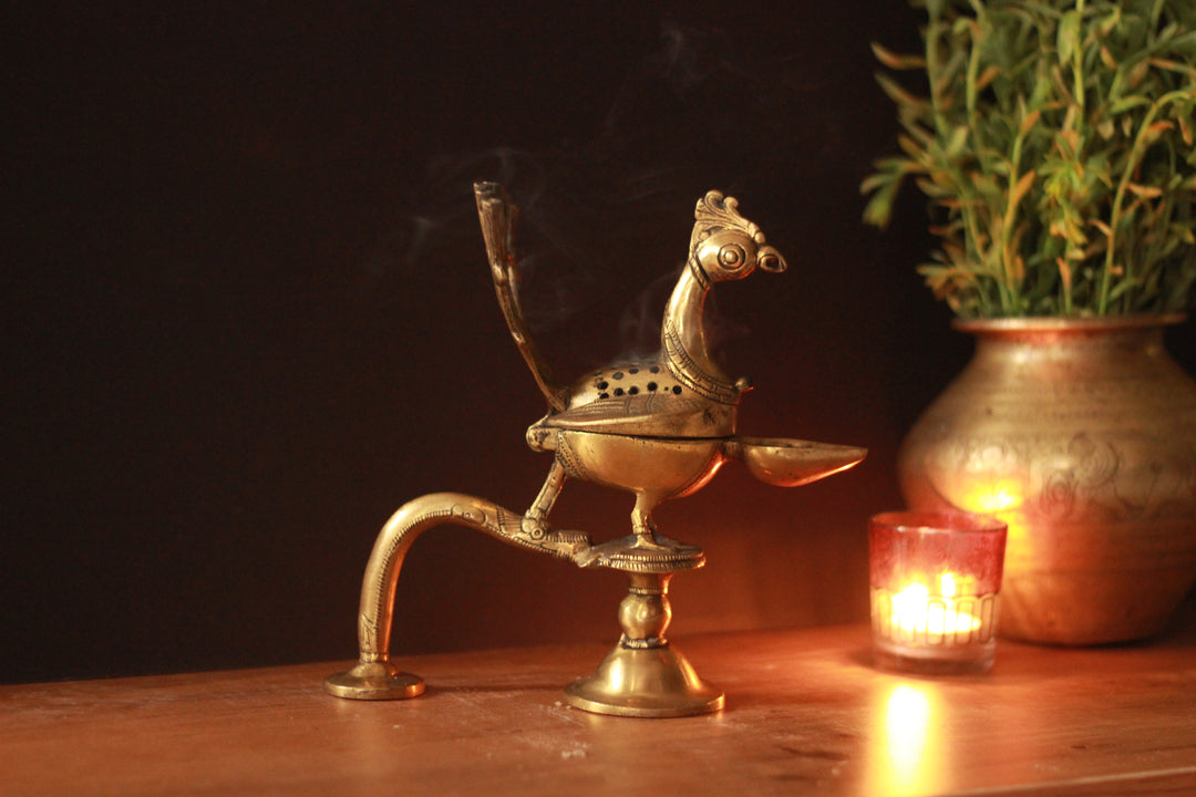 Brass Peacock Dhoop Dani