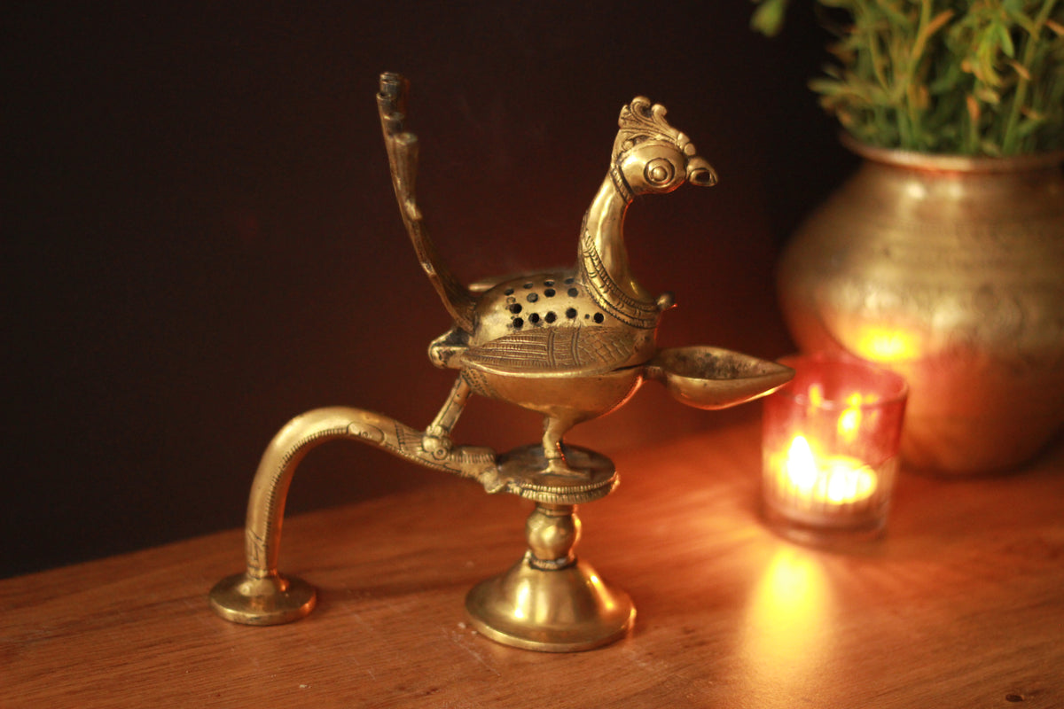 Brass Peacock Dhoop Dani
