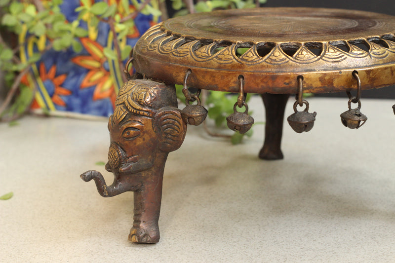Elephant Pillar Brass Chowki Jaali Design 5''