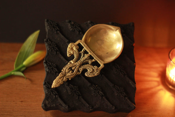 Brass Puja Spoon/ Camphor Burner 6''