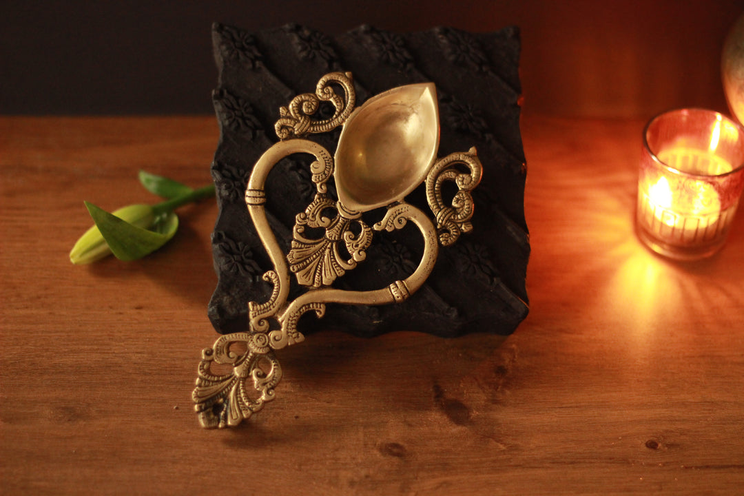 Brass Puja Spoon/ Camphor Burner 8''