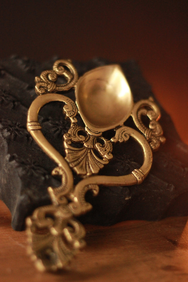 Brass Puja Spoon/ Camphor Burner 8''