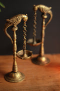 Brass Parrot Lamp in Pair 8''