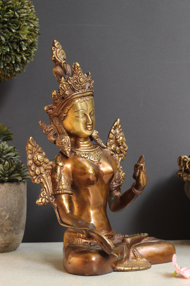 Brass Tara Devi Sitting 10.5''