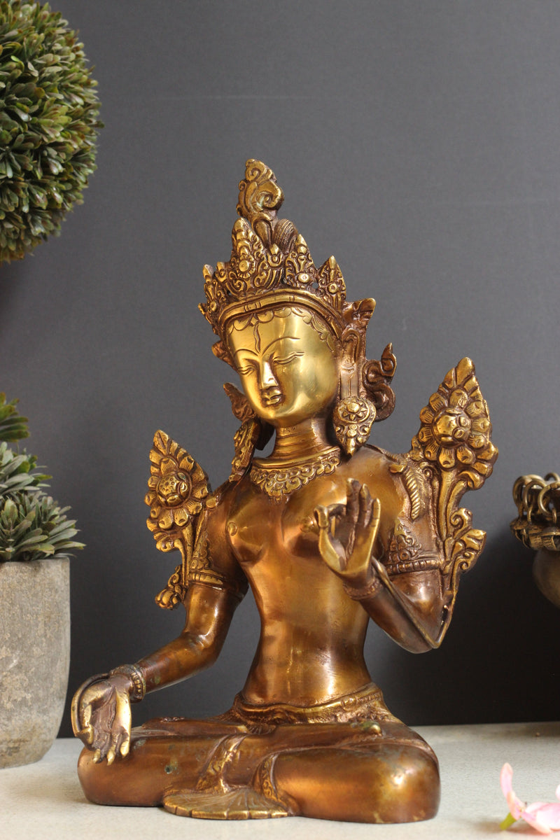 Brass Tara Devi Sitting 10.5''