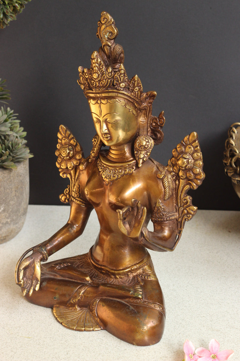 Brass Tara Devi Sitting 10.5''