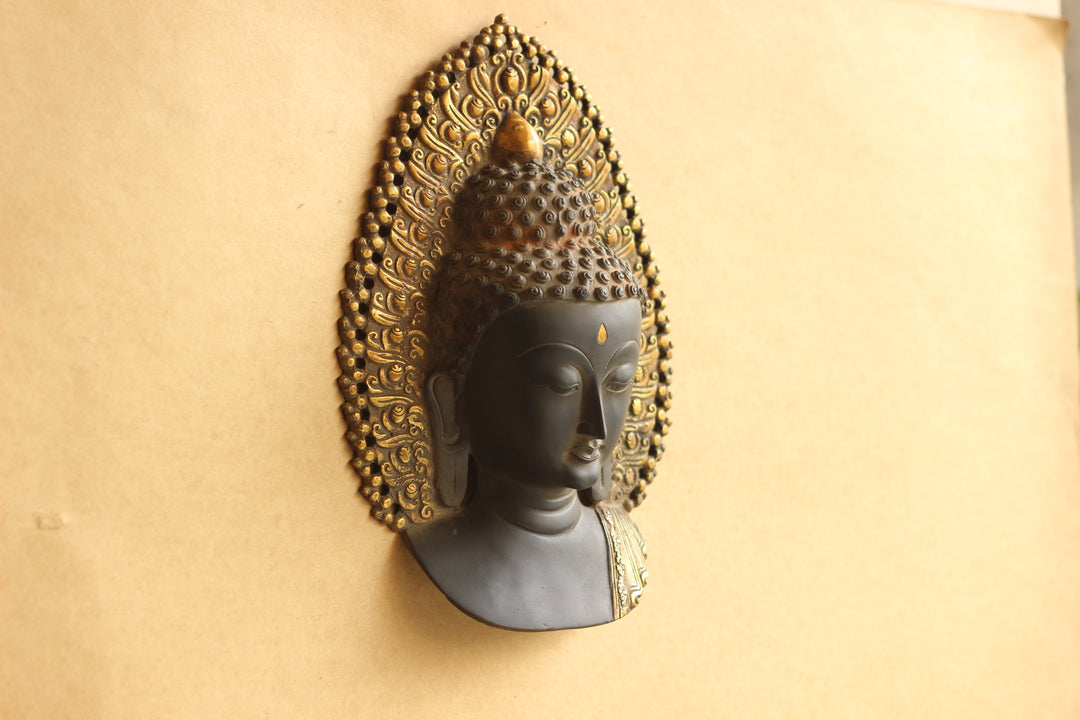Brass Buddha Face Rustic Black