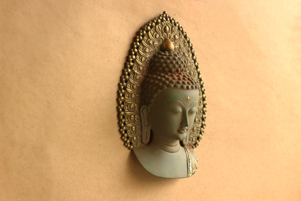 Brass Buddha Face Mask Rustic finish