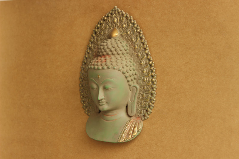 Brass Buddha Face Mask Rustic finish