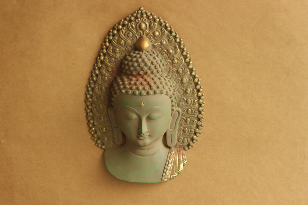 Brass Buddha Face Mask Rustic finish