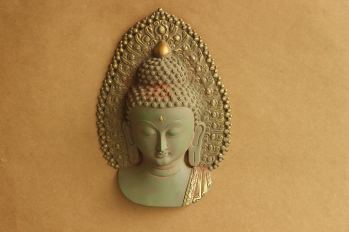 Brass Buddha Face Mask Rustic finish