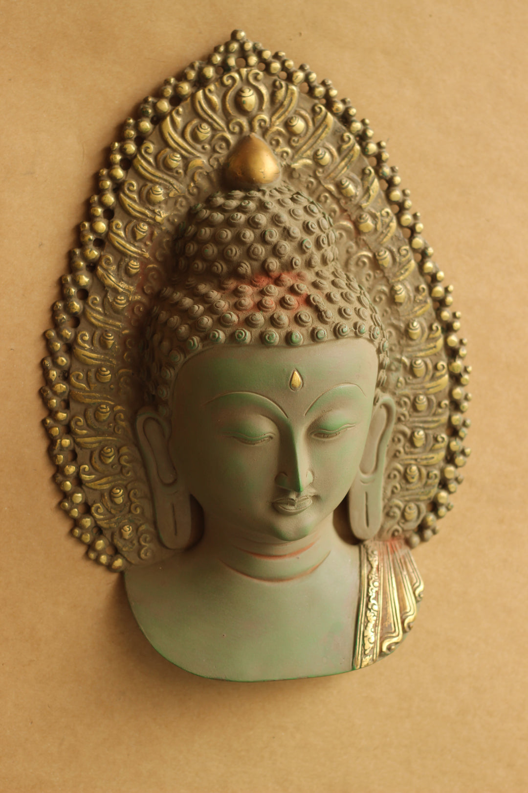 Brass Buddha Face Mask Rustic finish