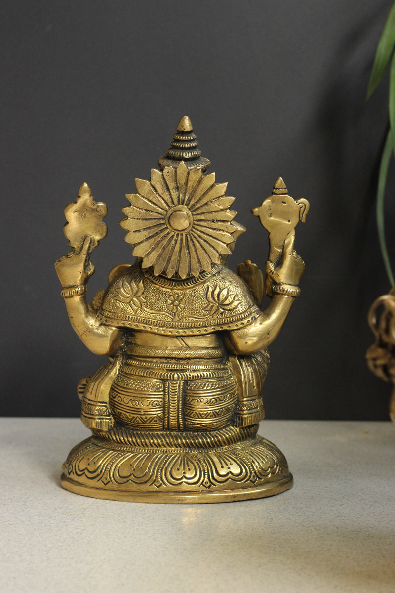 Brass Sitting Ganesha 8''