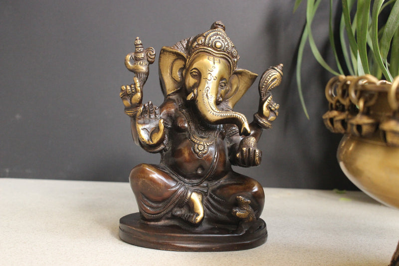 Brass Sitting Ganesha7''