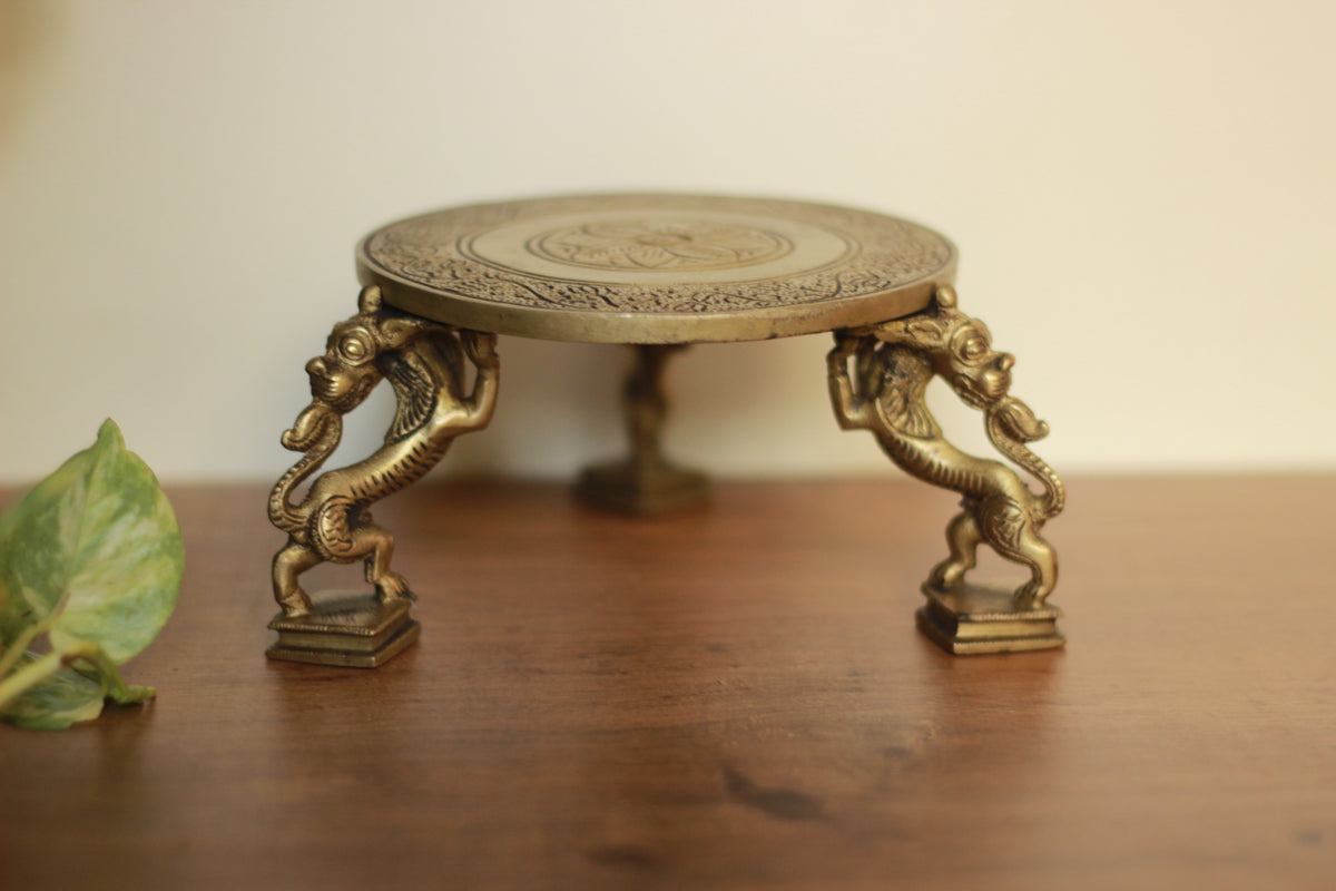 Brass Yali Pillar Chowki