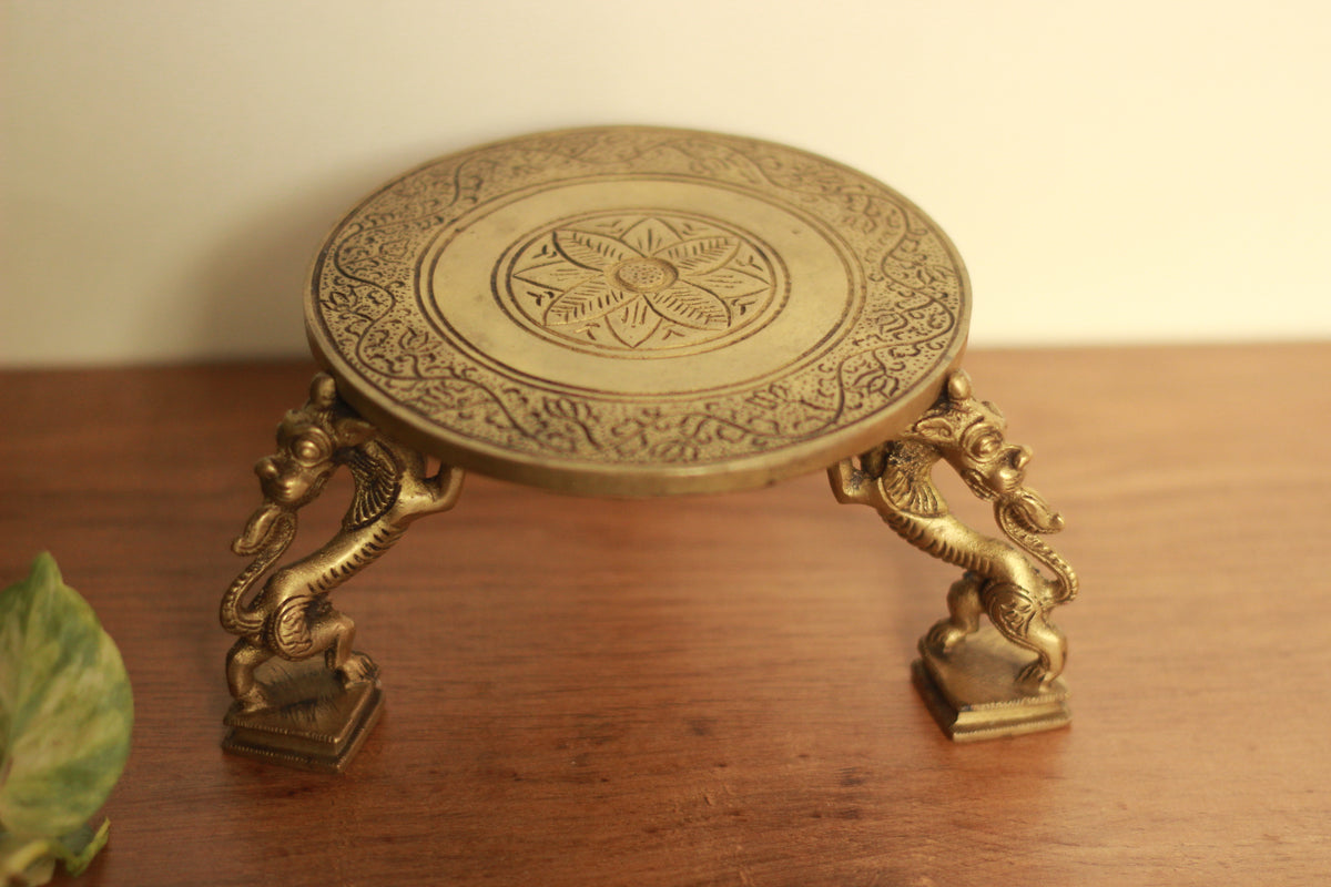 Brass Yali Pillar Chowki