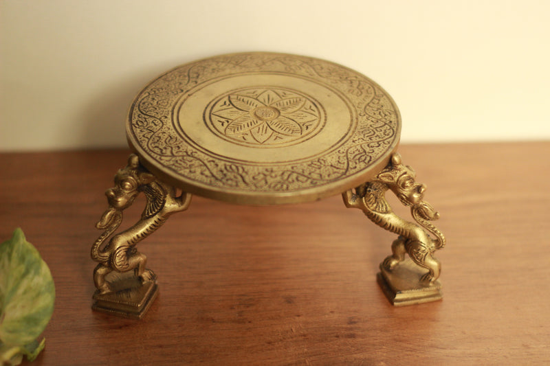 Brass Yali Pillar Chowki
