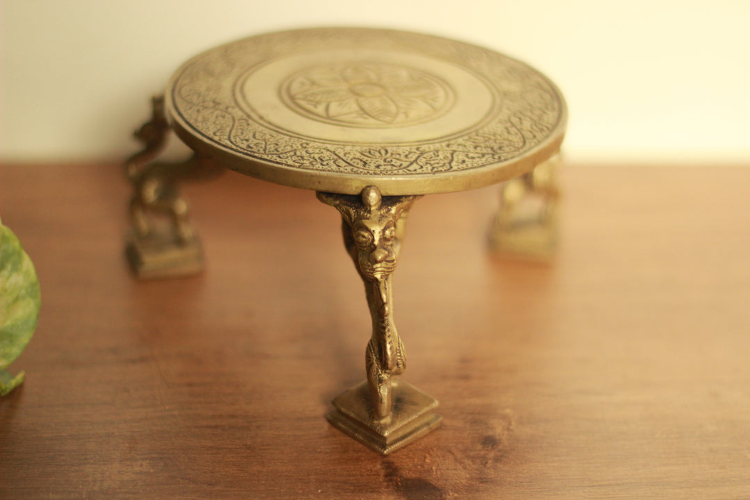 Brass Yali Pillar Chowki