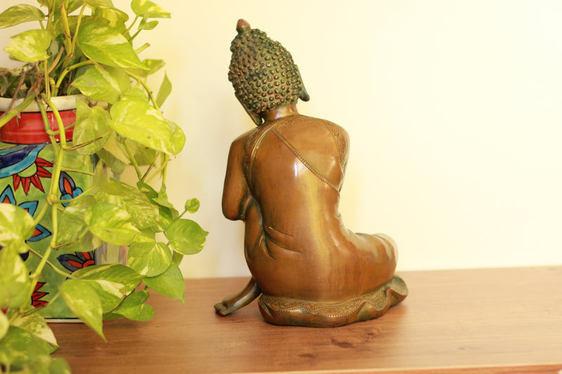 Brass Thinking Buddha 10''