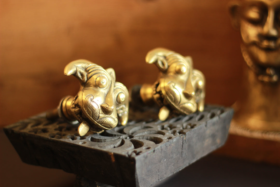 Brass Yali Door Knob (pair)