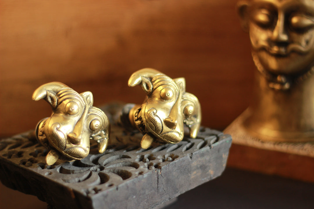 Brass Yali Door Knob (pair)