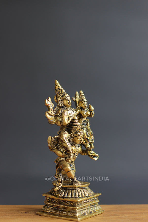 Brass Garuda with Vishnu and Laxmi