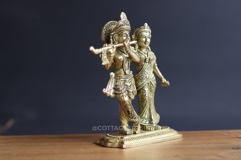 Brass Radha and Krishna 7.5''