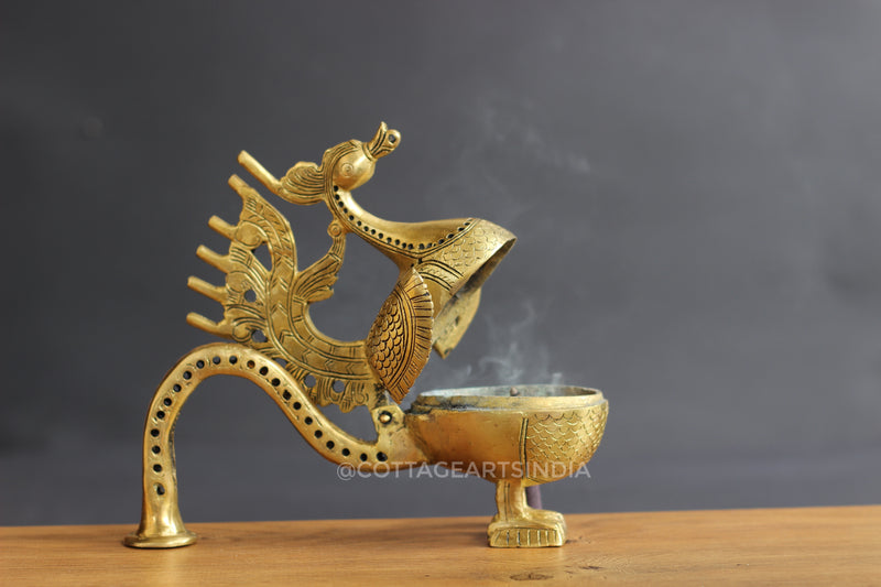 Brass Peacock DhoopDani