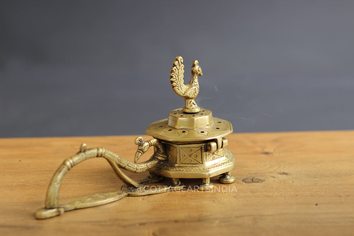 Brass Hexagonal Peacock DhoopDani