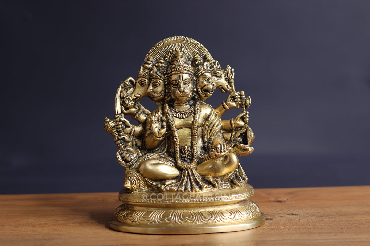 Panchamukhi Hanuman Brass Idol | Five Face Hanuman Statue