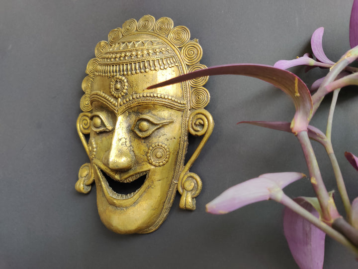 Wall Hanging Brass Tribal  Face Mask Sml