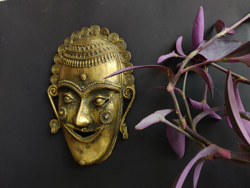 Wall Hanging Brass Tribal  Face Mask Big