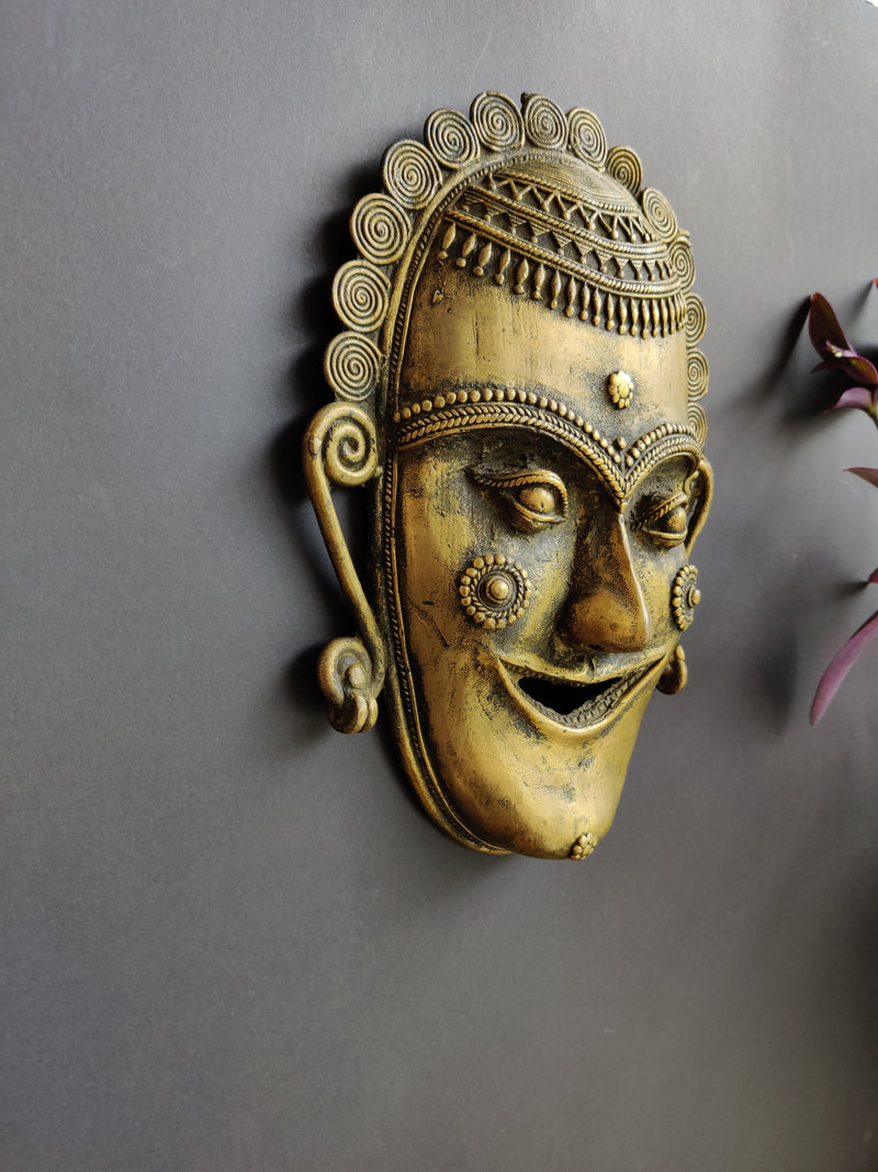Wall Hanging Brass Tribal  Face Mask Big