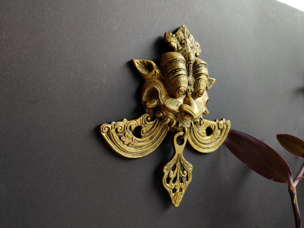 Brass Kirtimukha Wall Hanging | Handcrafted Temple Guardian Wall Décor