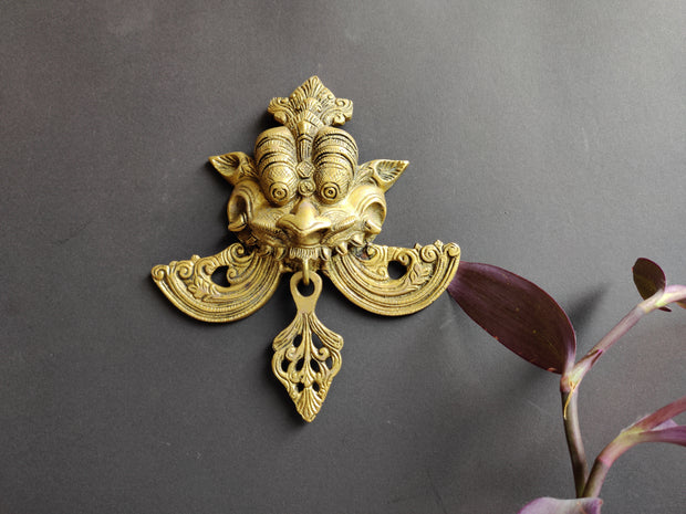 Brass Kirtimukha Wall Hanging | Handcrafted Temple Guardian Wall Décor