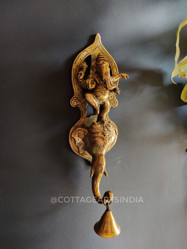 Brass Ganesha Wall Hanging with Bell