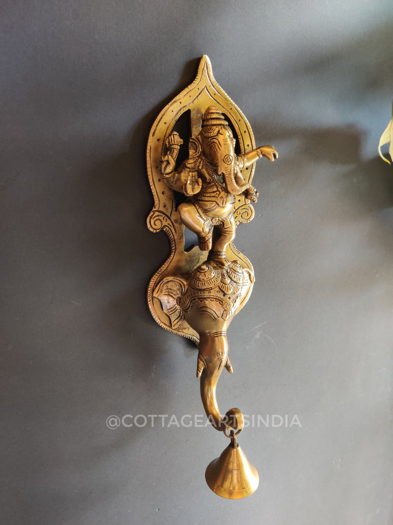 Brass Ganesha Wall Hanging with Bell