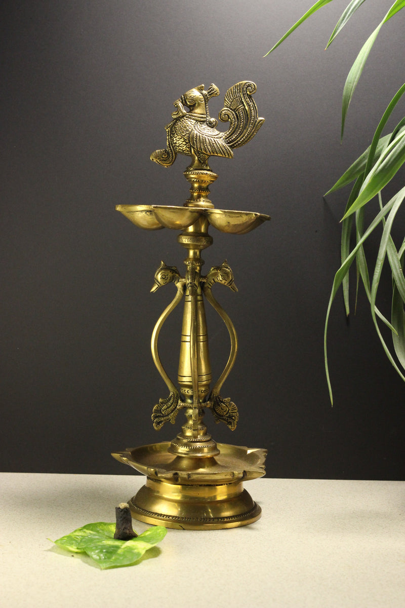 Brass Oil Diya Peacock